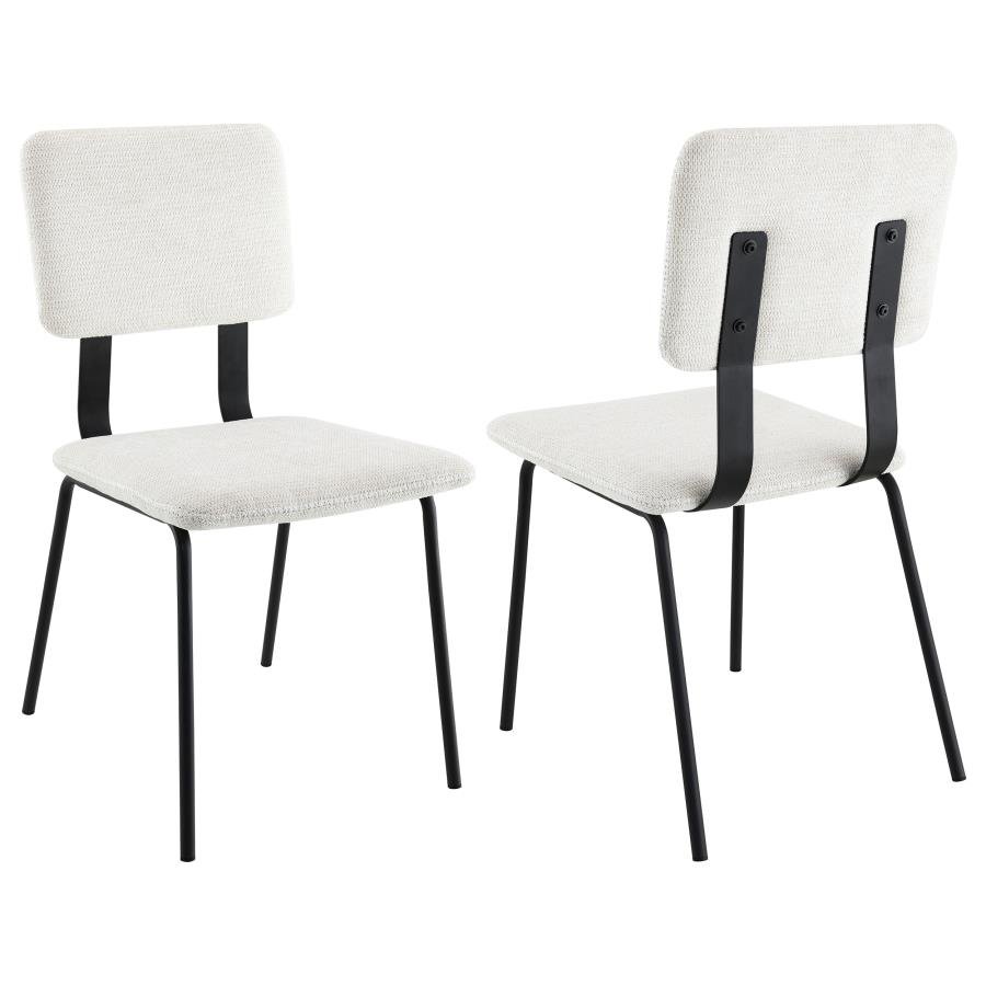 CALLA FABRIC UPHOLSTERED DINING SIDE CHAIR WHITE (SET OF 2)