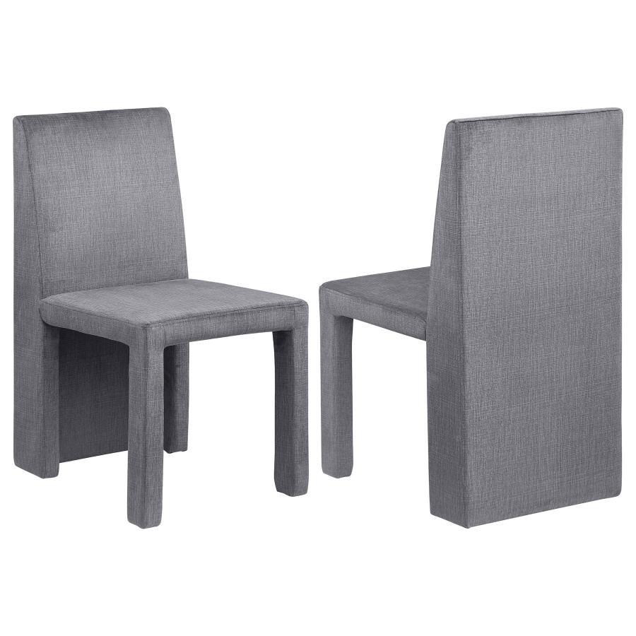 TORDERA VELVET UPHOLSTERED DINING SIDE CHAIR GREY (SET OF 2)