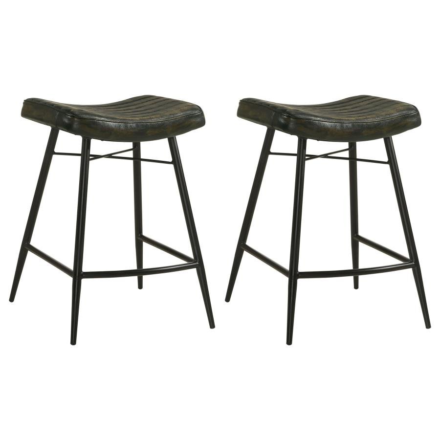 BAYU LEATHER UPHOLSTERED COUNTER STOOL ESPRESSO (SET OF 2)