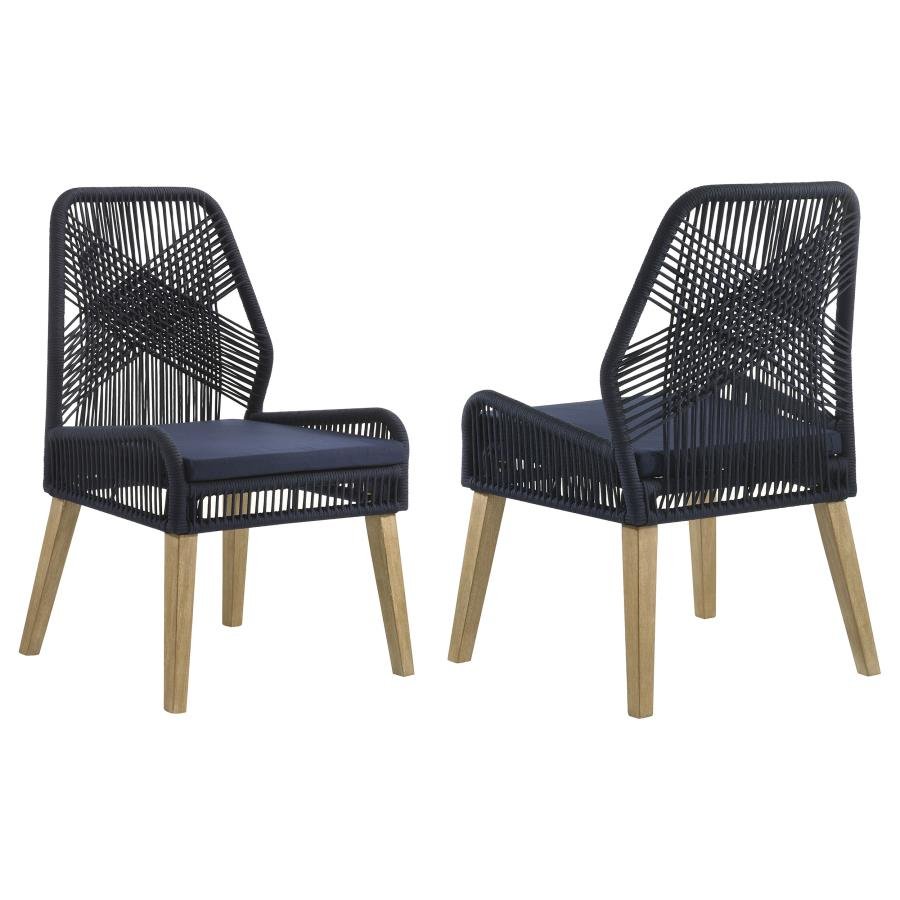 NAKIA WOVEN ROPE DINING SIDE CHAIRS DARK NAVY (SET OF 2)