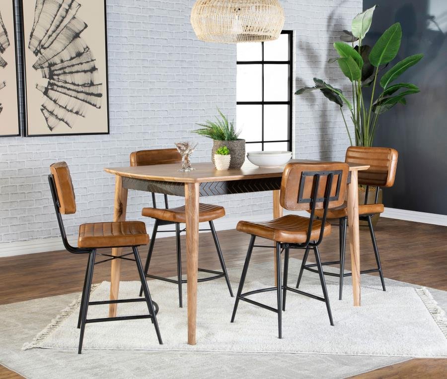 PARTRIDGE 5-PIECE COUNTER DINING SET SHEESHAM AND CAMEL