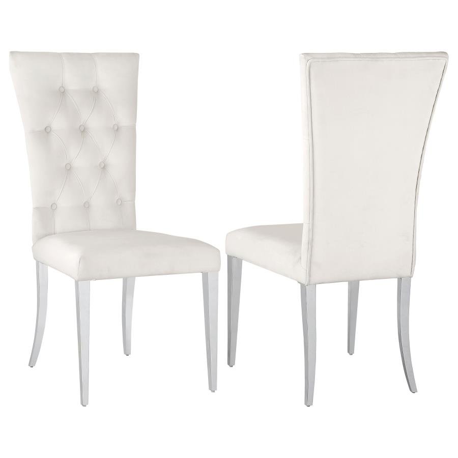 KERWIN VELVET UPHOLSTERED DINING SIDE CHAIR WHITE (SET OF 2)