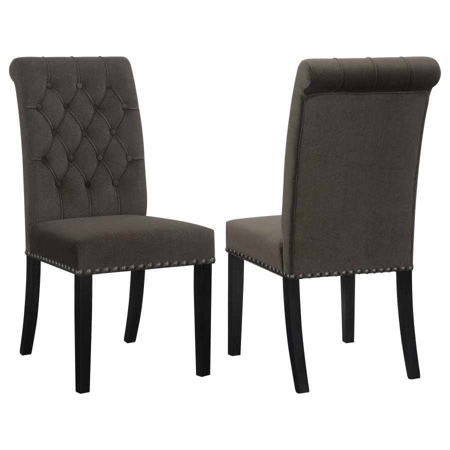 ALANA VELVET UPHOLSTERED DINING SIDE CHAIR BROWN (SET OF 2)
