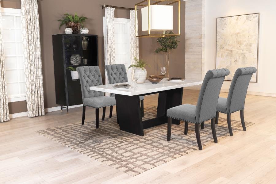 SHERRY 5-PIECE RECTANGULAR MARBLE TOP DINING TABLE SET GREY