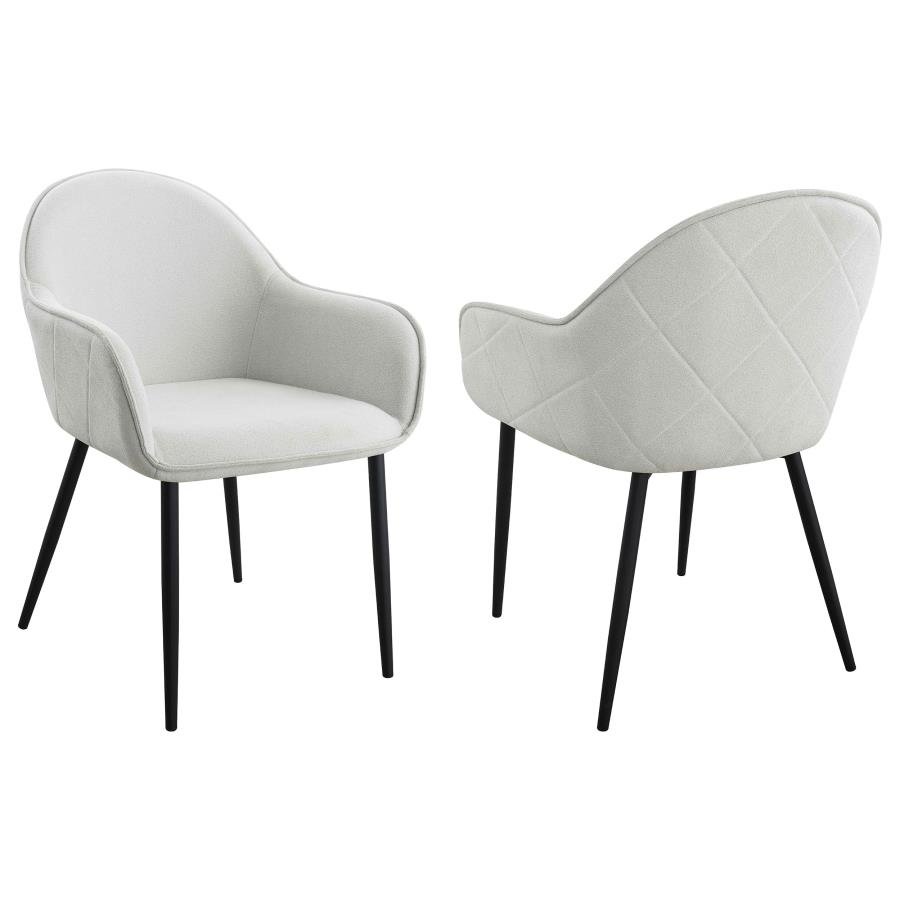 EMMA FABRIC UPHOLSTERED DINING ARM CHAIR FOG GREY (SET OF 2)