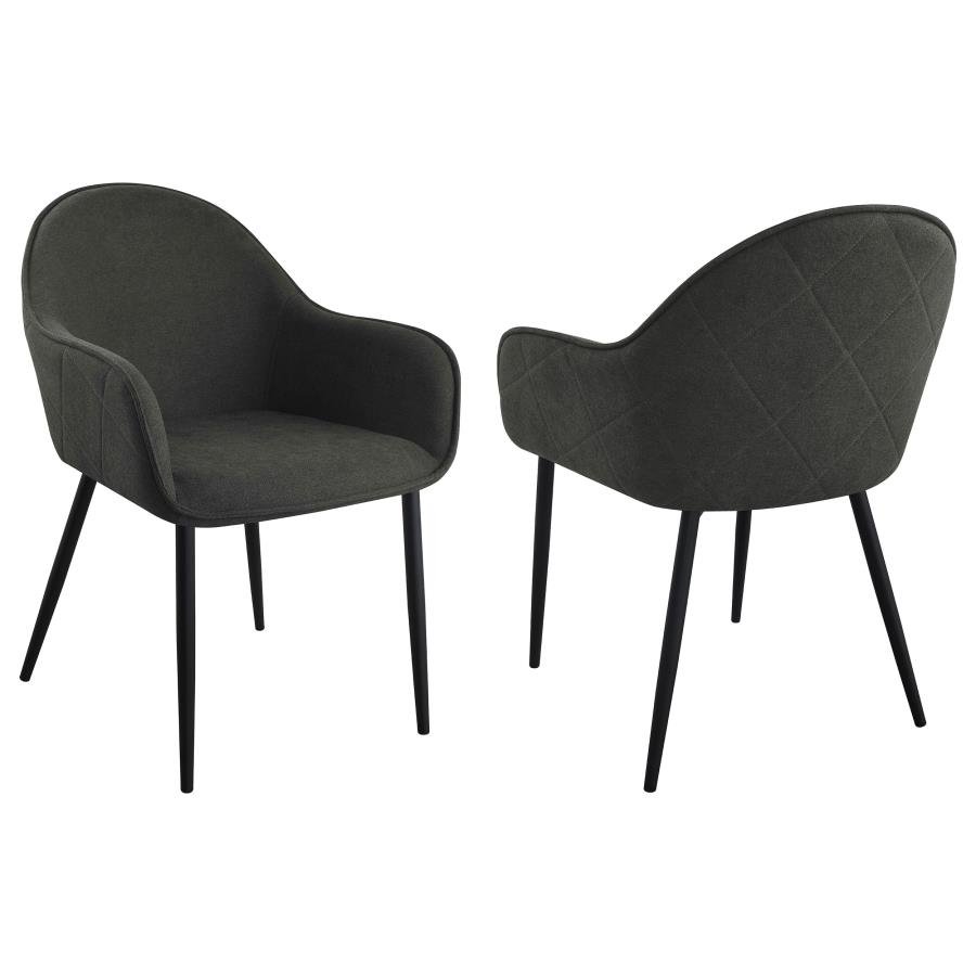 EMMA FABRIC UPHOLSTERED DINING ARM CHAIR CHARCOAL (SET OF 2)