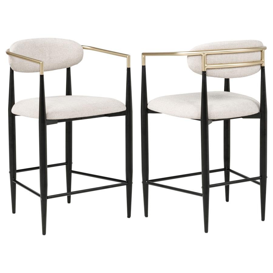 TINA FABRIC UPHOLSTERED COUNTER CHAIR BEIGE (SET OF 2)