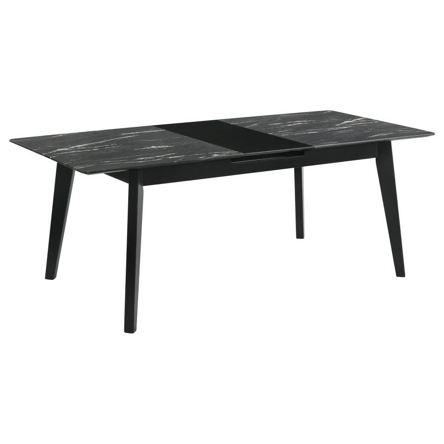 CRESTMONT 78-INCH EXTENSION DINING TABLE BLACK FAUX MARBLE
