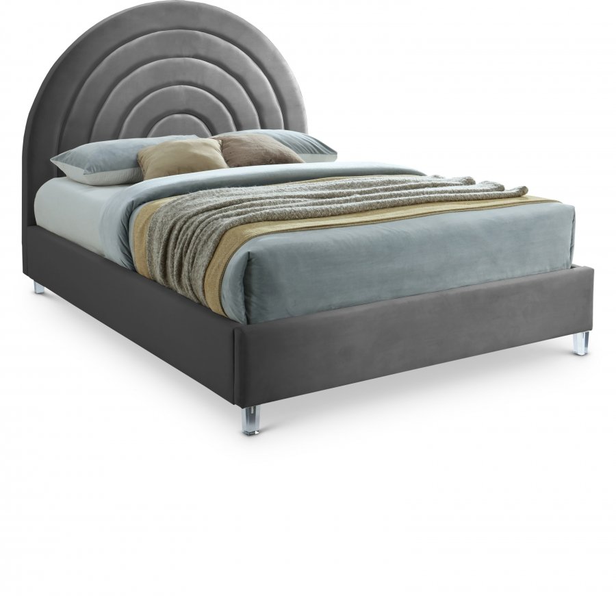 Rainbow Velvet Upholstered Bed