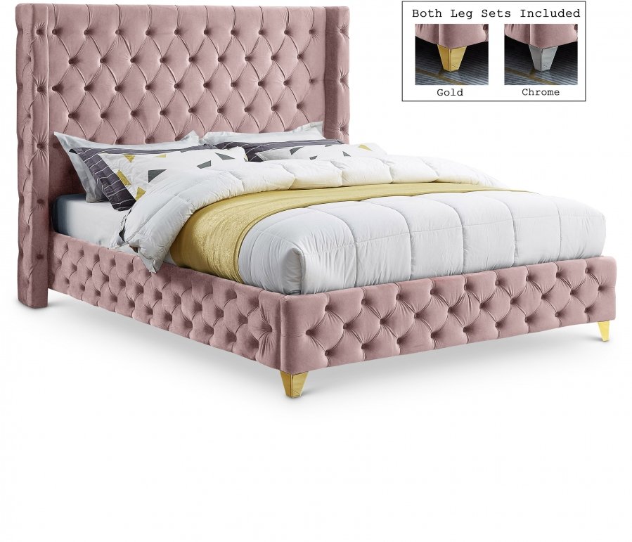 Savan Velvet Upholstered Bed