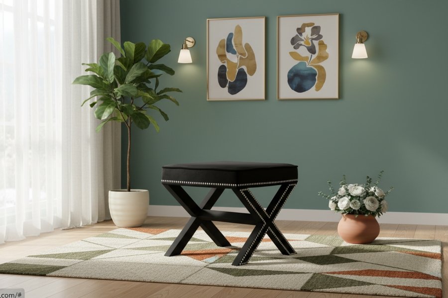 1712-1.jpg Nixon Velvet Upholstered Stool - Image 2