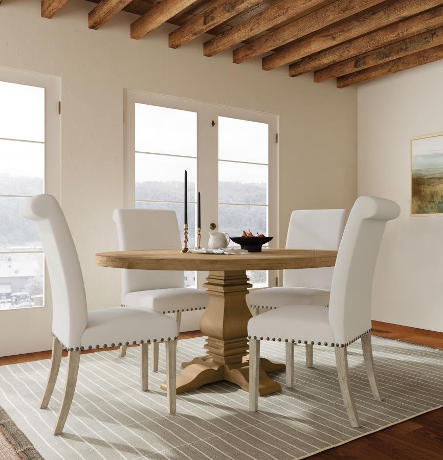 FLORENCE 5-PIECE ROUND DINING TABLE SET RUSTIC HONEY