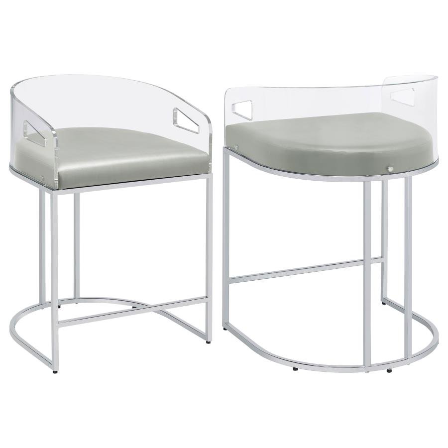 THERMOSOLIS CLEAR ACRYLIC COUNTER CHAIR CHROME (SET OF 2)