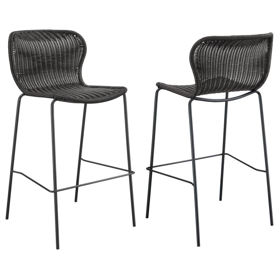 MCKINLEY FAUX RATTAN METAL BAR CHAIR BROWN (SET OF 2)