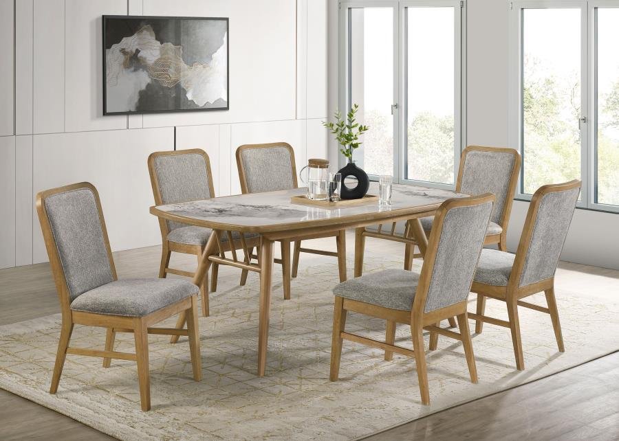 CROYDEN 7-PIECE RECTANGULAR DINING SET WEATHERED NATURAL