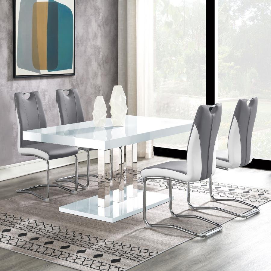 BROOKLYN 5-PIECE RECTANGULAR DINING SET WHITE HIGH GLOSS
