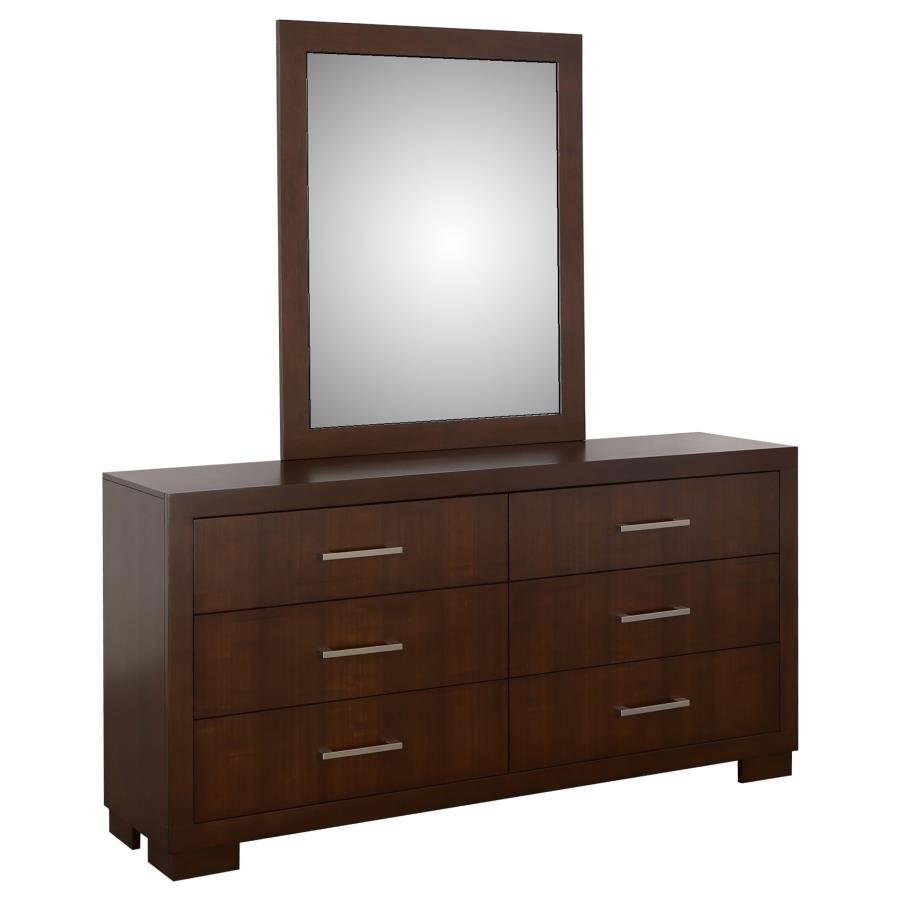 JESSICA 6-DRAWER DRESSER WITH MIRROR CAPPUCCINO