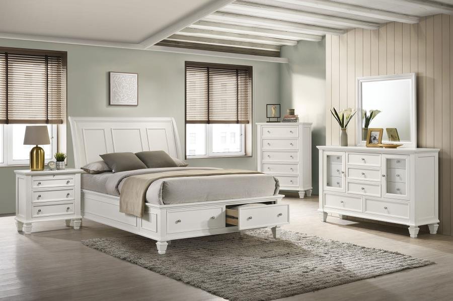 SANDY BEACH 5-PIECE QUEEN BEDROOM SET CREAM WHITE