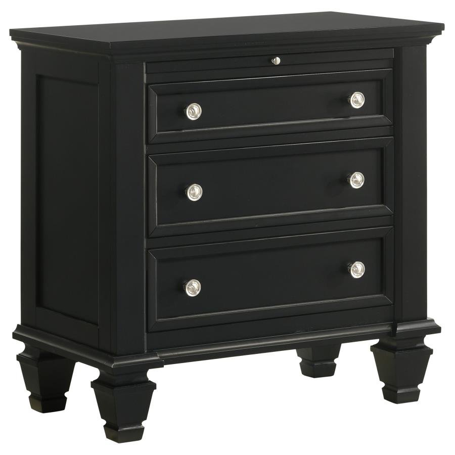 SANDY BEACH 3-DRAWER NIGHTSTAND BLACK