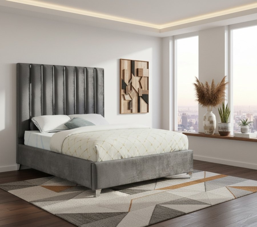 2020-1.jpg Enzo Velvet Upholstered Bed - Image 2