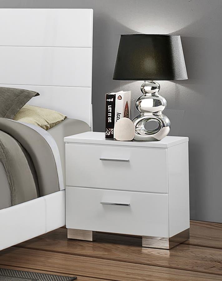 203502_01x900.jpg FELICITY 2-DRAWER NIGHTSTAND WHITE HIGH GLOSS - Image 2