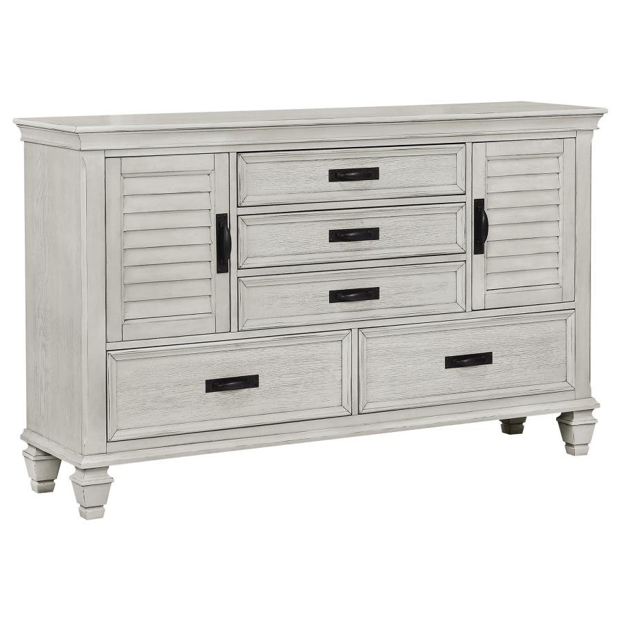 205330Q-S5_06x900.jpg FRANCO 5-PIECE QUEEN BEDROOM SET DISTRESSED WHITE - Image 6