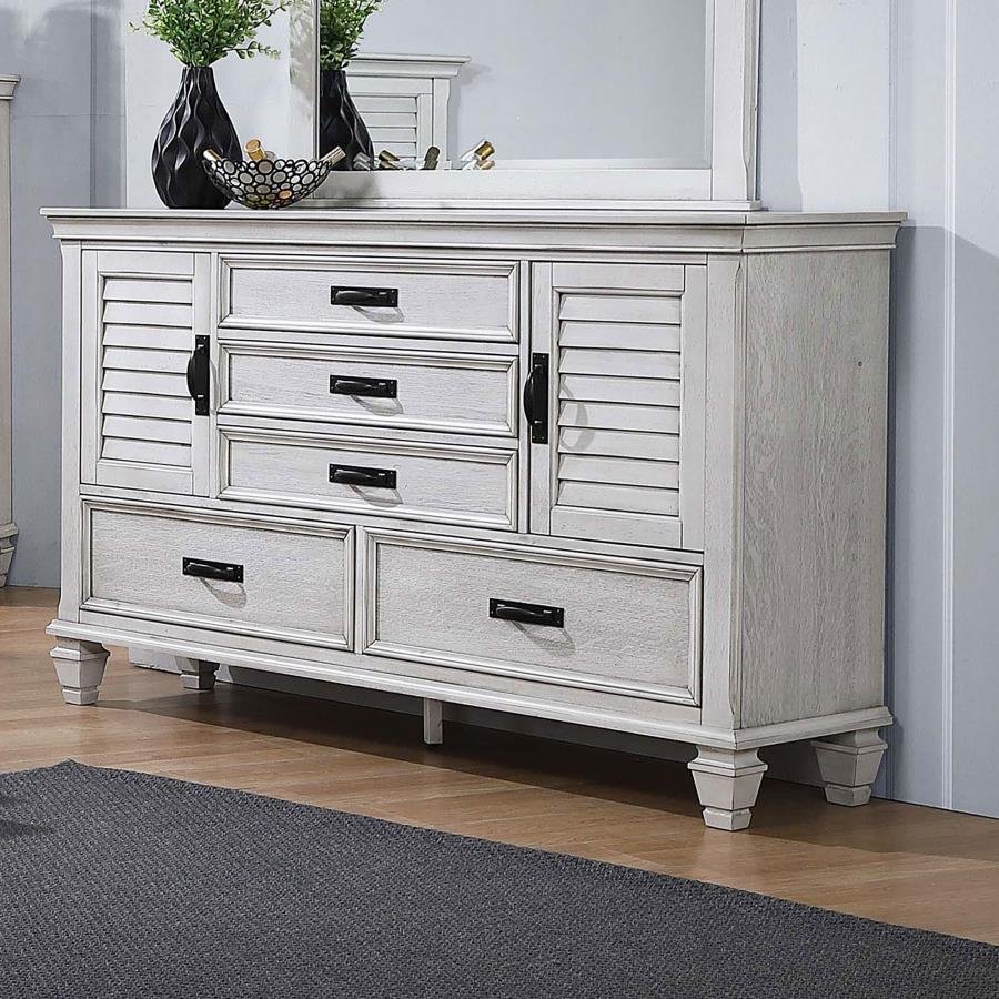205333_01x900.jpg FRANCO 5-DRAWER DRESSER DISTRESSED WHITE - Image 2