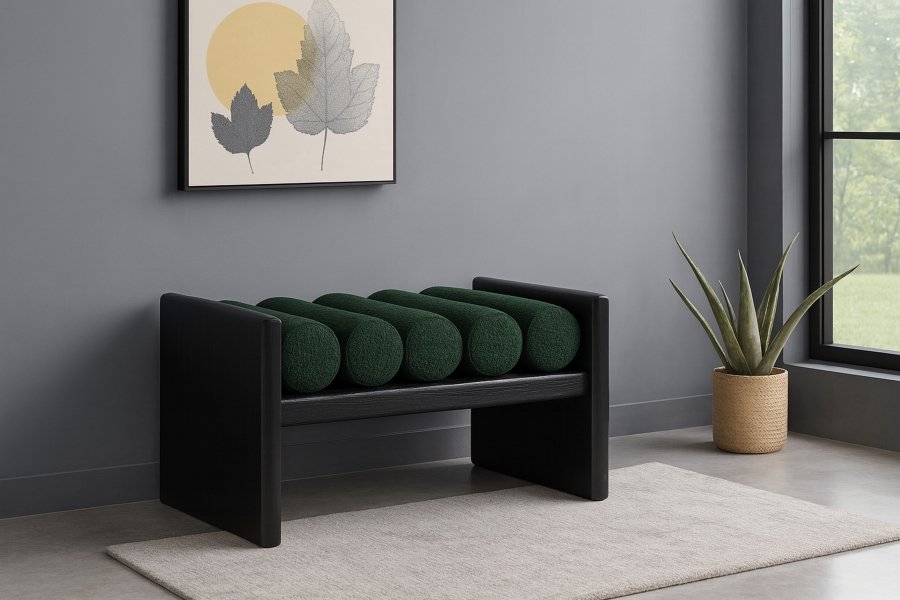21574-1.jpg Waverly Boucle Fabric Upholstered Bench - Image 2