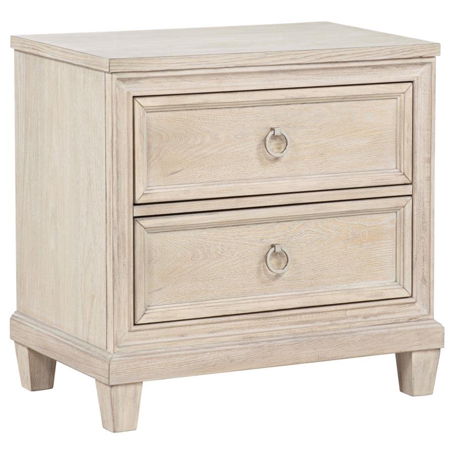 PEMBROKE 2-DRAWER NIGHTSTAND BEDSIDE TABLE WASHED OAK