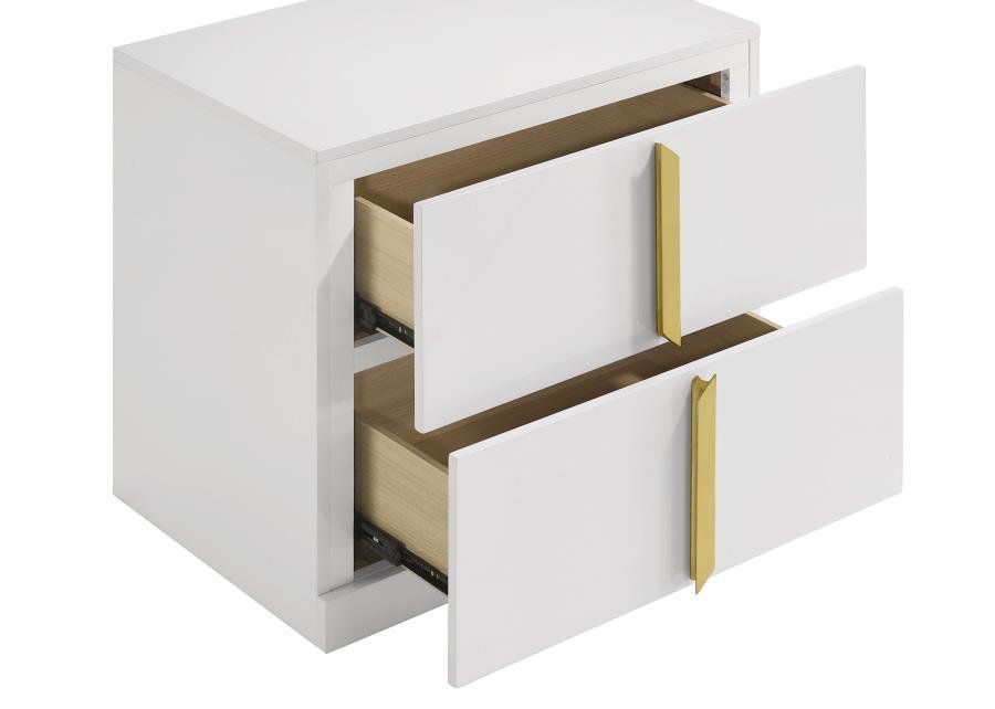 223092_07x900.jpg INES 2-DRAWER NIGHTSTAND BEDSIDE TABLE WHITE HIGH GLOSS - Image 7