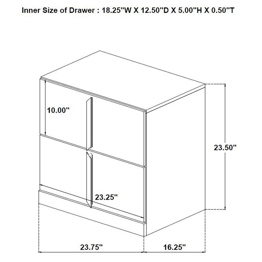 223092_10x900.jpg INES 2-DRAWER NIGHTSTAND BEDSIDE TABLE WHITE HIGH GLOSS - Image 10