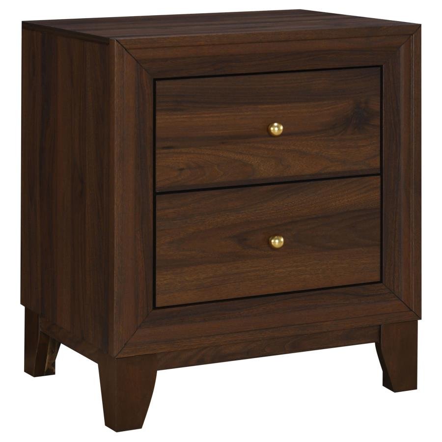 WELSLEY 2-DRAWER NIGHTSTAND BEDSIDE TABLE WALNUT