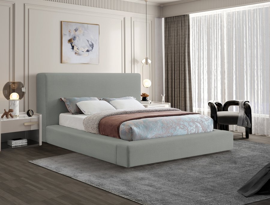 22358-1.jpg Devin Linen Textured Fabric Upholstered Bed - Image 2