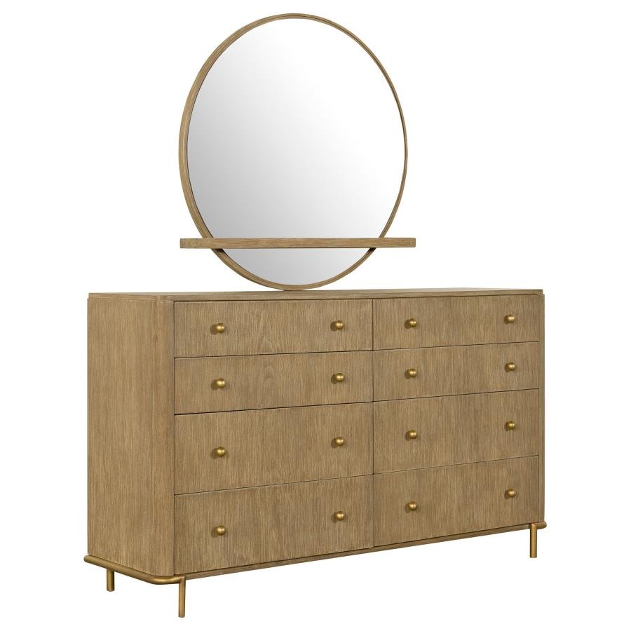 ARINI 8-DRAWER DRESSER WITH MIRROR SAND WASH