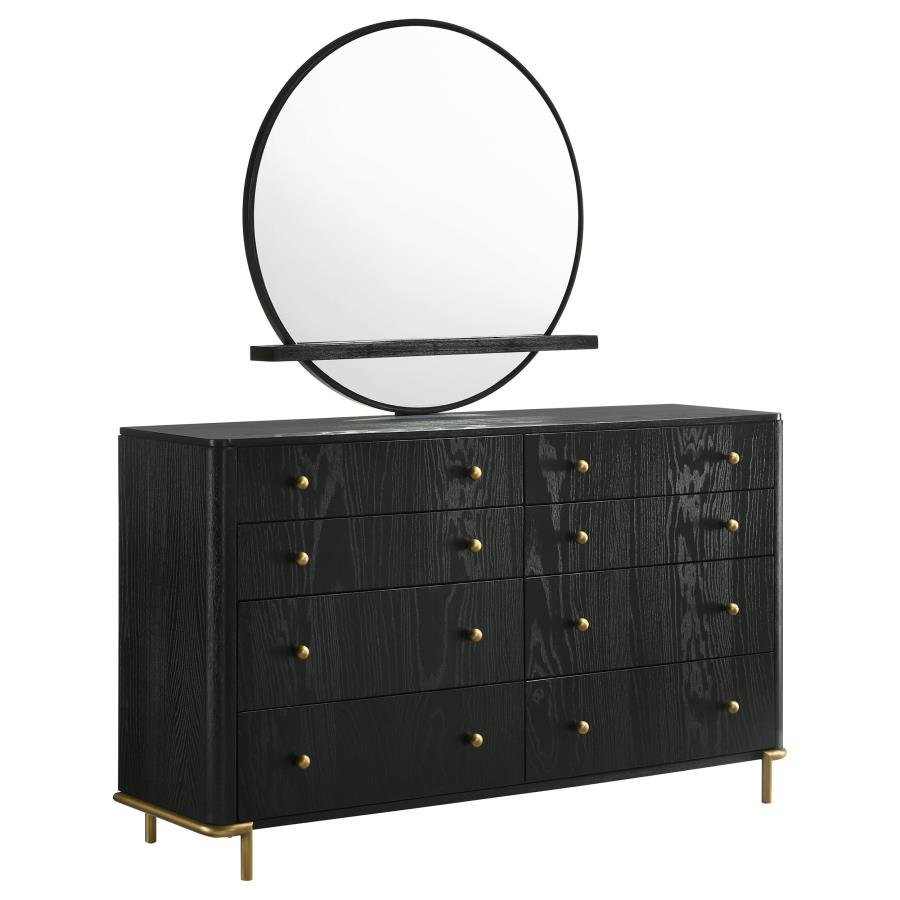 ARINI 8-DRAWER DRESSER WITH MIRROR BLACK