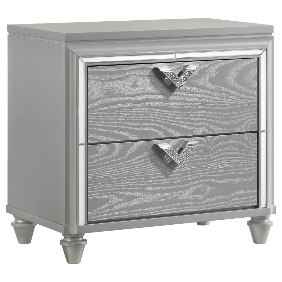 VERONICA 2-DRAWER NIGHTSTAND LIGHT SILVER
