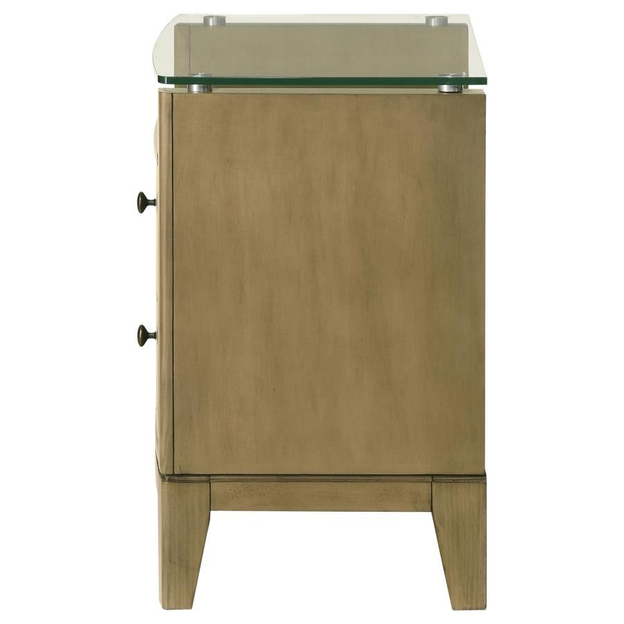 224922_05x900.jpg GRANADA 2-DRAWER GLASS TOP NIGHTSTAND NATURAL PINE - Image 5