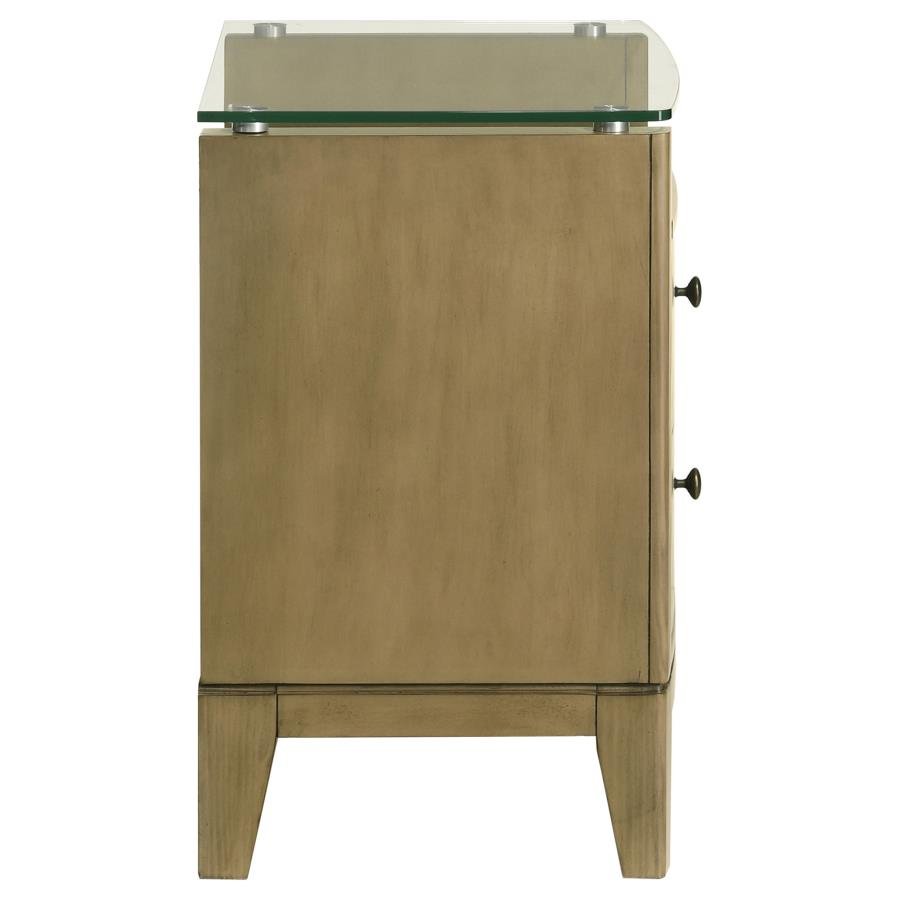 224922_09x900.jpg GRANADA 2-DRAWER GLASS TOP NIGHTSTAND NATURAL PINE - Image 9