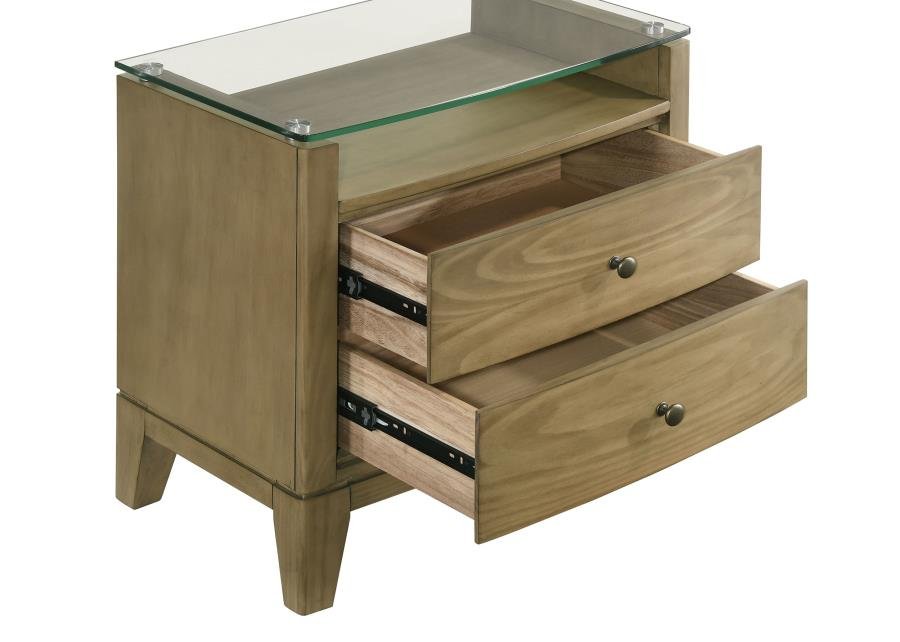 224922_10x900.jpg GRANADA 2-DRAWER GLASS TOP NIGHTSTAND NATURAL PINE - Image 10