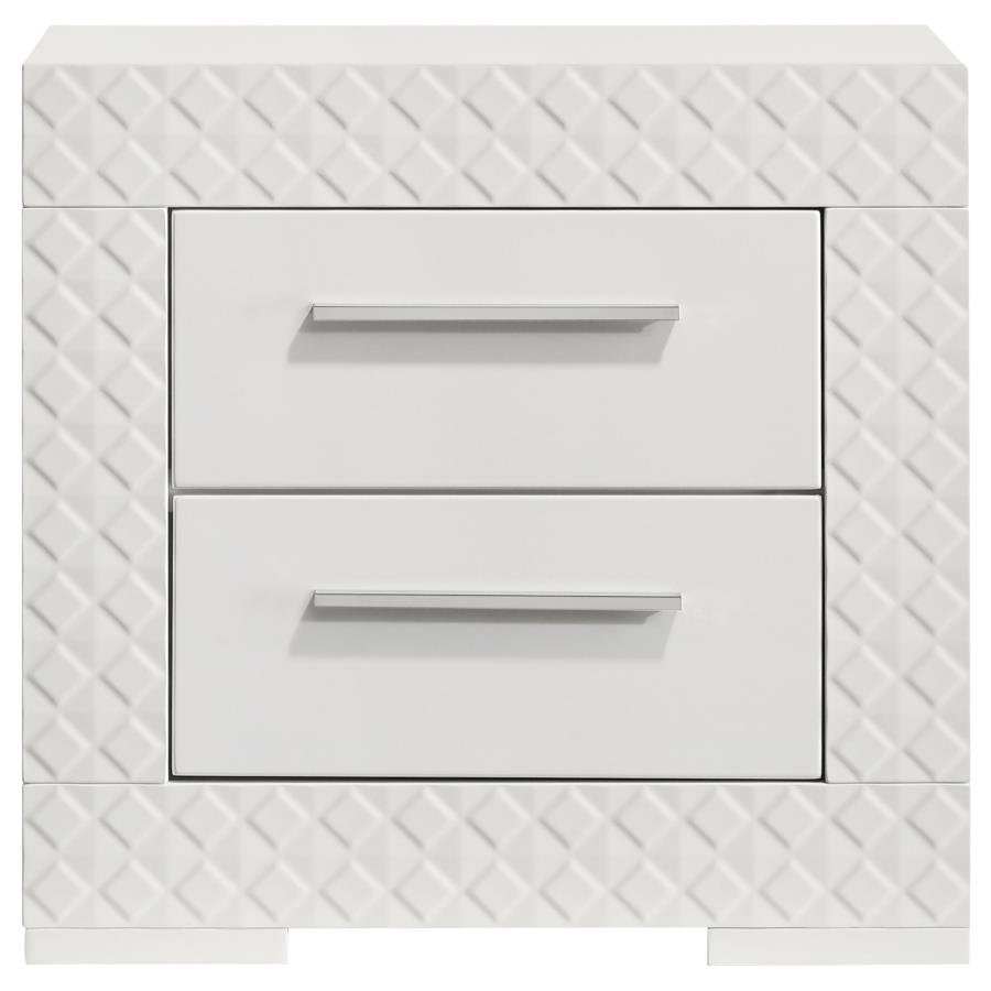 224942_03x900.jpg IVES 2-DRAWER NIGHTSTAND BEDSIDE TABLE WHITE HIGH GLOSS - Image 3