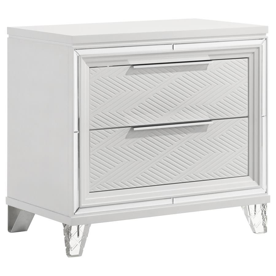 MARMORE 2-DRAWER NIGHTSTAND BEDSIDE TABLE WHITE