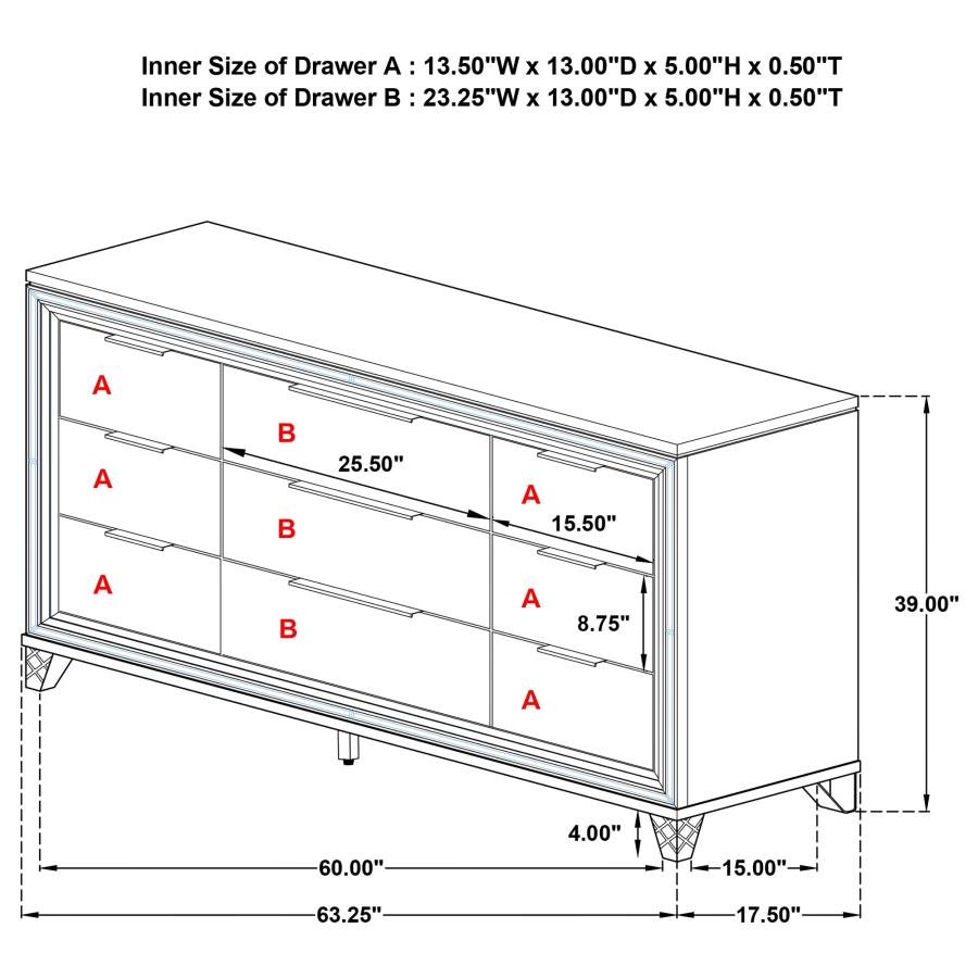 224963_16x900.jpg MARMORE 9-DRAWER DRESSER CABINET WHITE - Image 16