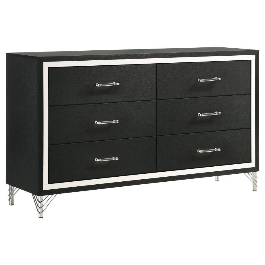 LUCIA 6-DRAWER DRESSER CABINET BLACK