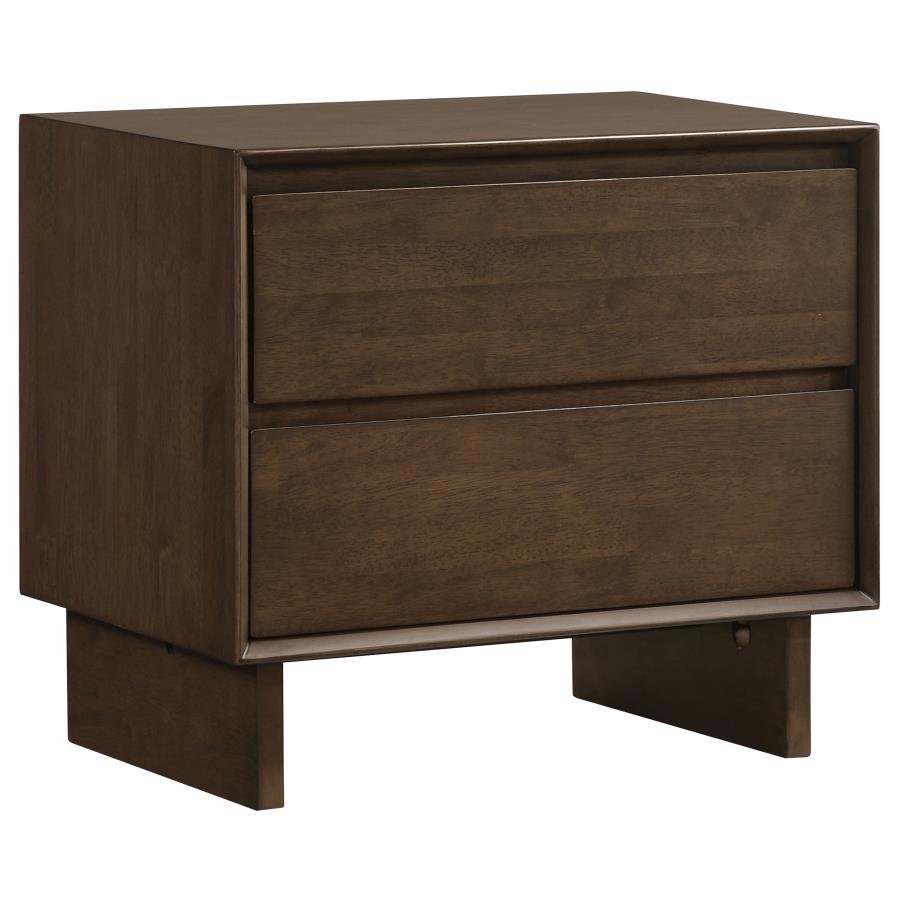 GLENWOOD 2-DRAWER NIGHTSTAND BEDSIDE TABLE WARM BROWN