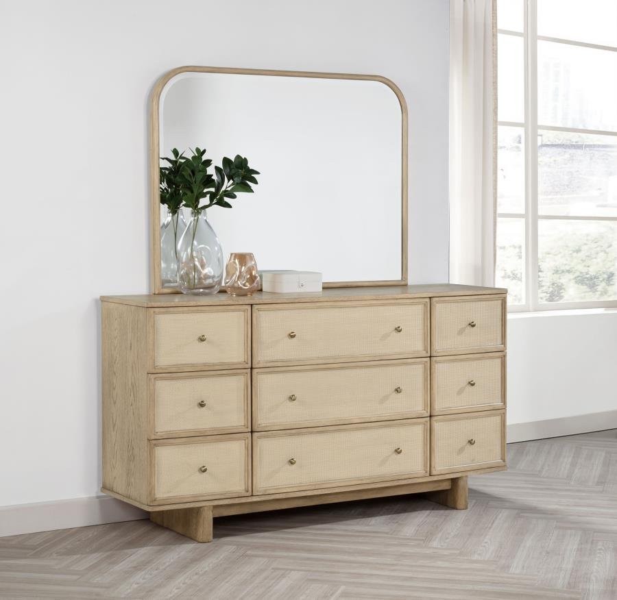 225043M_01x900.jpg KAILANI 9-DRAWER DRESSER AND MIRROR BEIGE OAK - Image 2