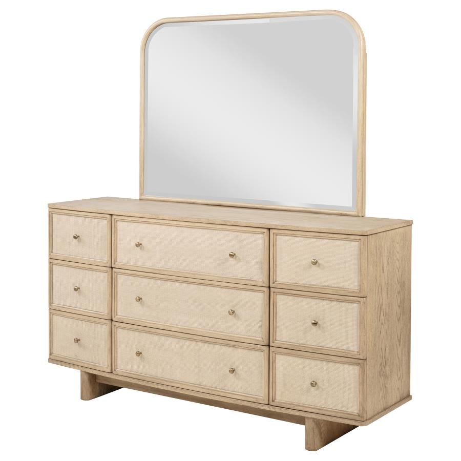 225043M_04x900.jpg KAILANI 9-DRAWER DRESSER AND MIRROR BEIGE OAK - Image 4