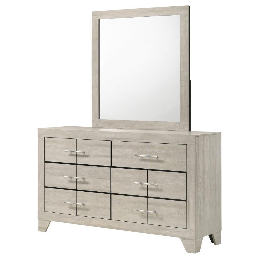 225063M_04x900.jpg TRENTON 6-DRAWER BEDROOM DRESSER WITH MIRROR RUSTIC CREAM - Image 4