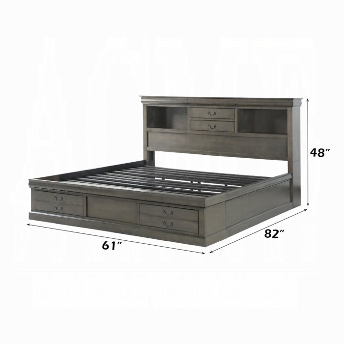 24930q_dim.jpg Louis Philippe III Queen Bed W/Storage - Image 2