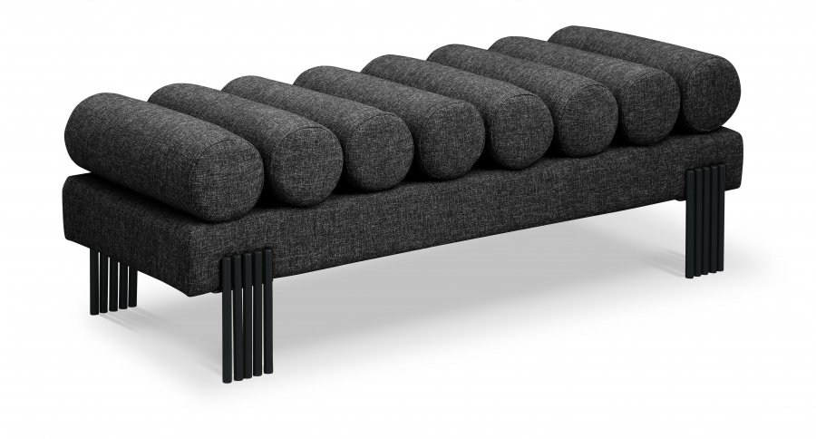 Akeela Linen Textured Fabric Upholstered Bench