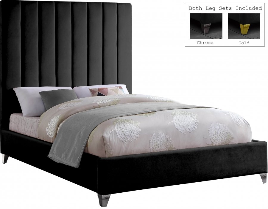 2869-1.jpg Via Velvet Upholstered Bed - Image 2